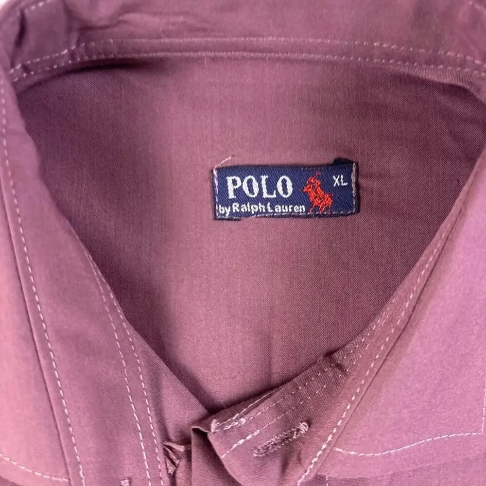 Polo Ralph Lauren Button Up Shirt Men’s XL Burgundy Maroon Vintage